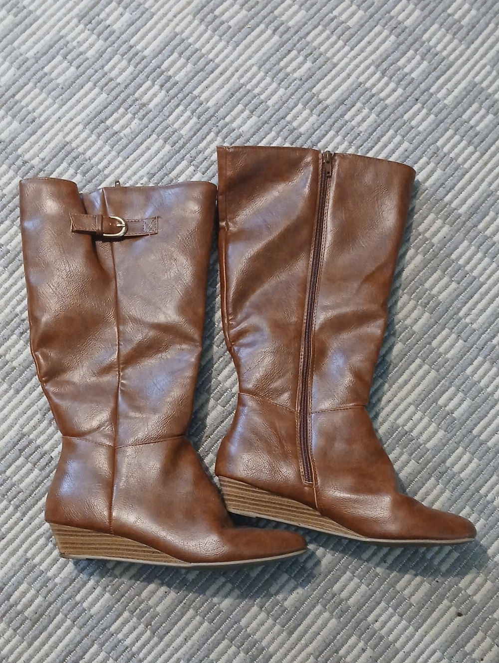 Classic Women's Brown Mid-Calf Wedge Boots